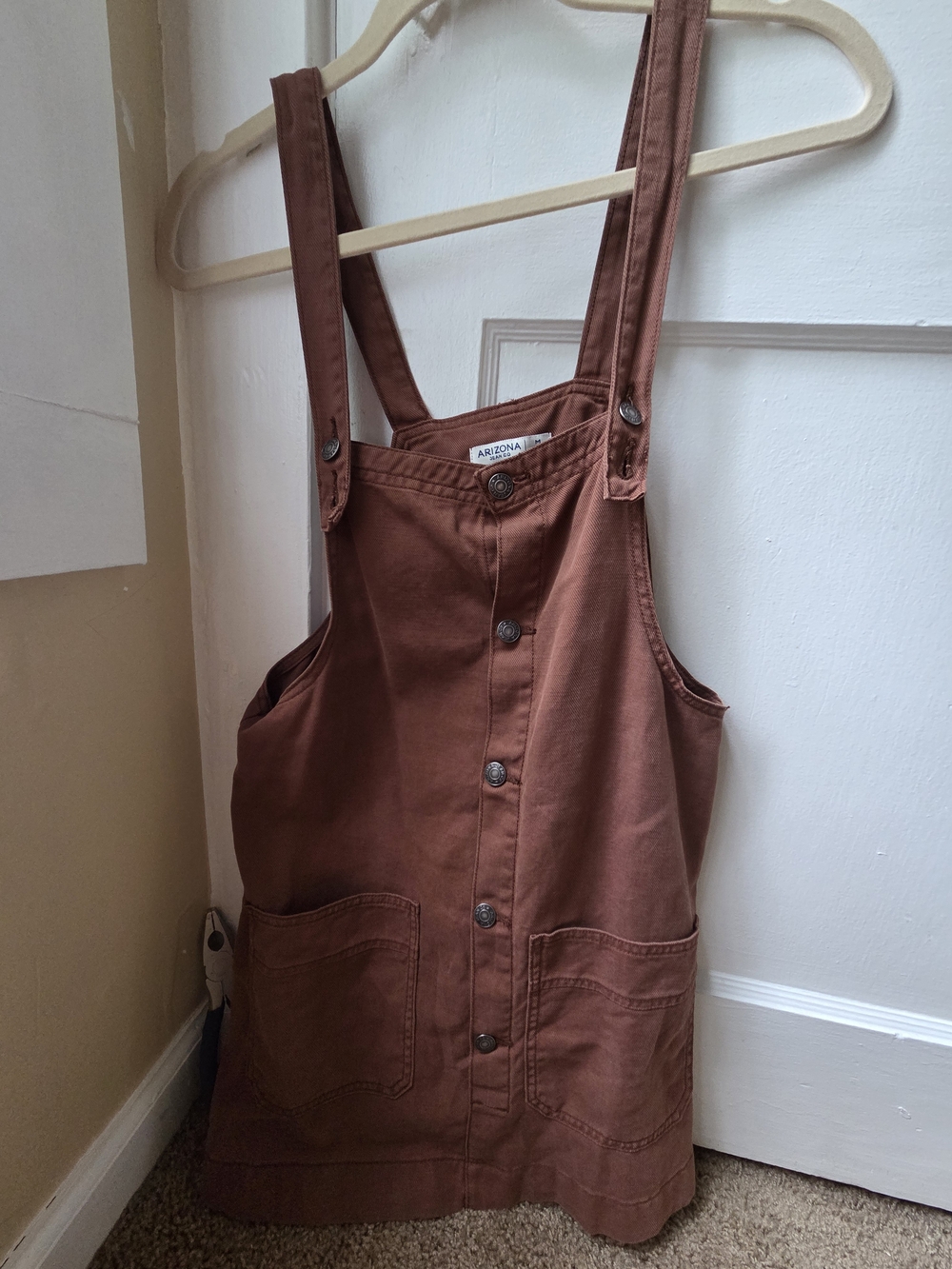 Arizona Jean Company Rust Brown Button-Front Overall Dress
